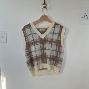 Plaid Sleeveless Sweater Vest